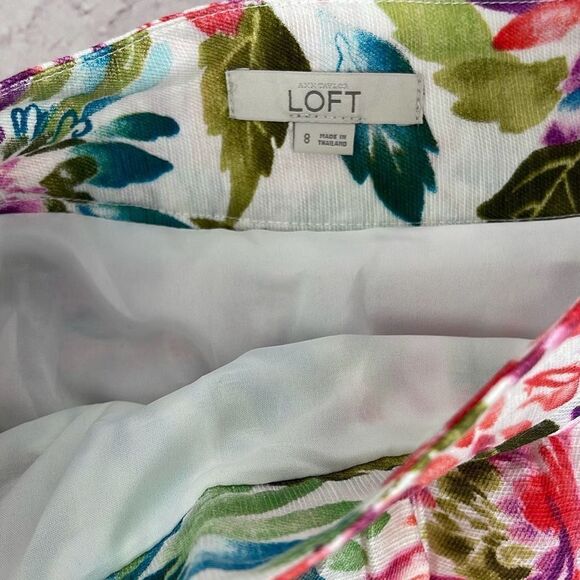 Ann Taylor LOFT Skirt Womens 8 Floral Lined A-Line Mini Zip Pleated Multicolor - Picture 3 of 10